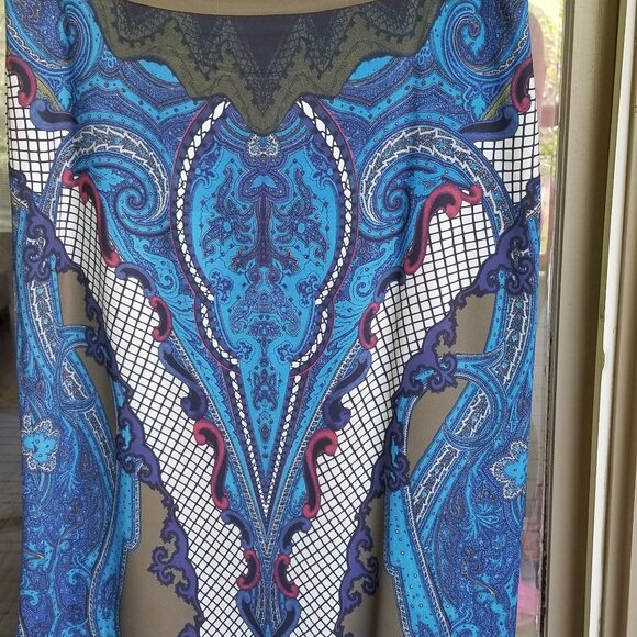 ETRO Women Blue Skirt Silk Stretch  print . It is size 14 - Picture 1 of 3